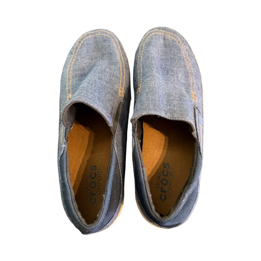 Crocs Santa Cruz Playa Canvas Slip-On Loafers in Denim Blue